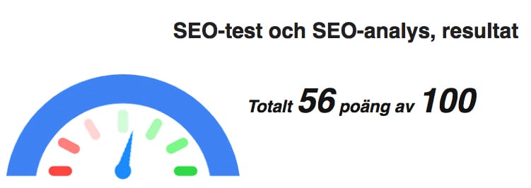 Här ett resultat från SEO-testet och SEO-analysen